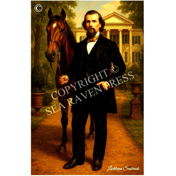 Nathan Bedford Forrest with His Horse, Roderick Poster – 11 x 17 on 80# Paper - Picture 1 of 2